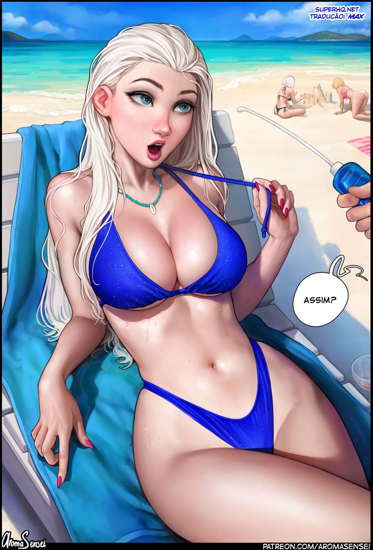 Elsa vai à praia