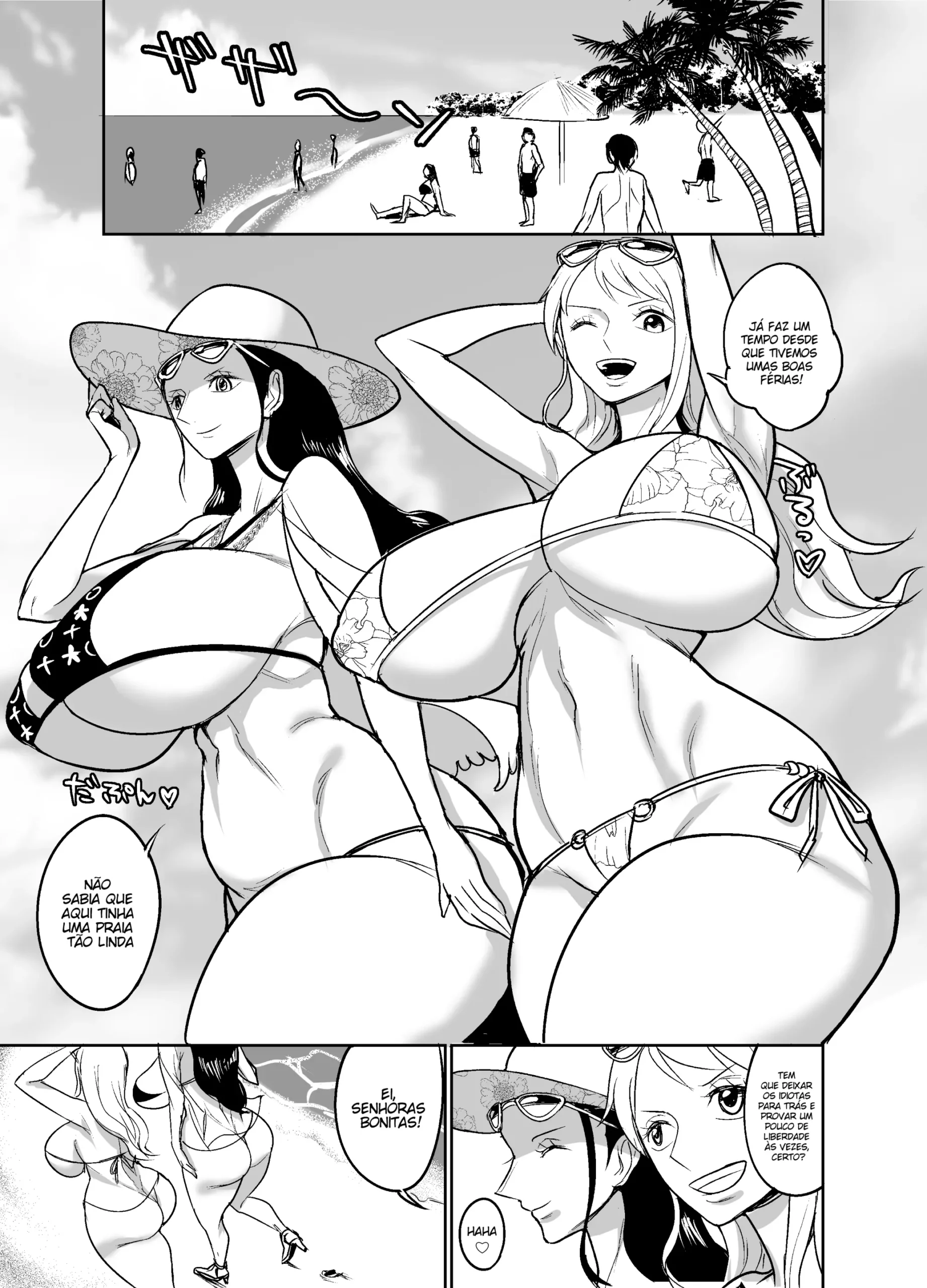 Nami x Robin: Sexo na praia