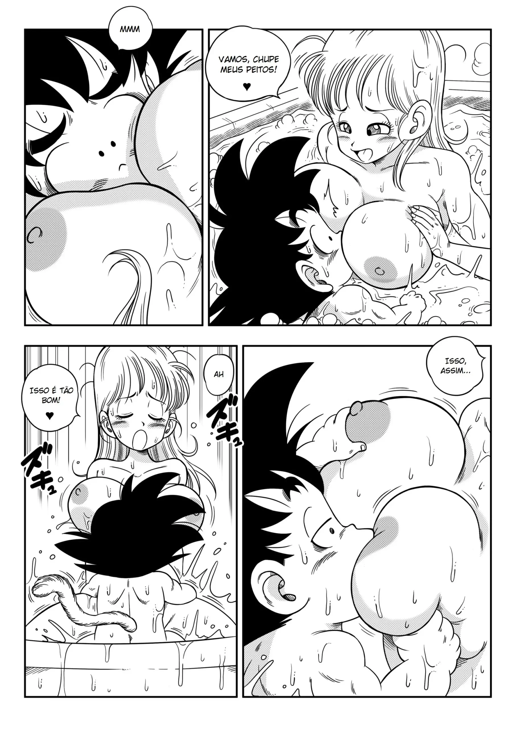 Bulma e Goku fodendo na banheira